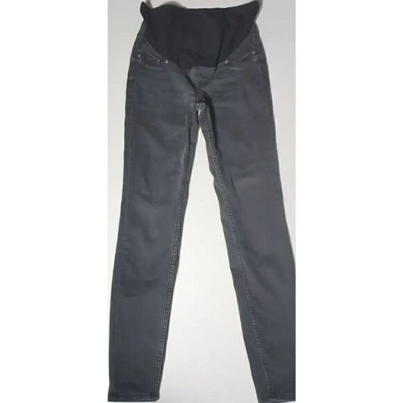 H&M Maternity Super Skinny High Rib MAMA Faded Black Stretchy Denim Jeans - 4P - Picture 1 of 11